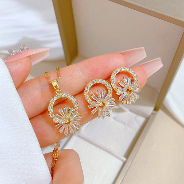 Korean Cosmos Geometric Titanium Steel Electroplating Earrings