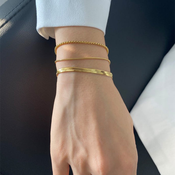 Women IG Style Stripe Geometric Stainless Steel 18K Gold Plated Bracelets