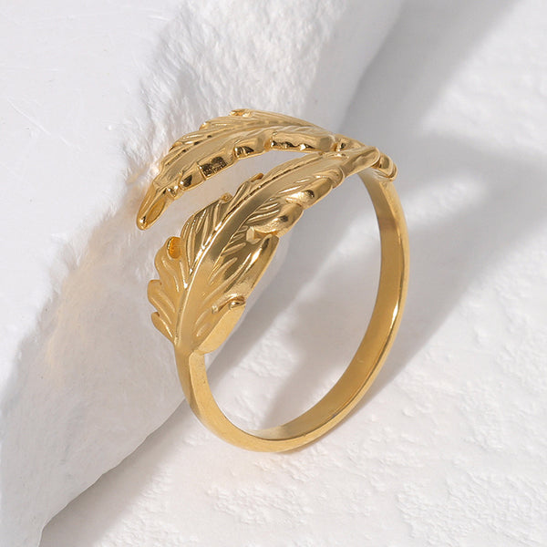 IG Style Open Ring Feather Stainless Steel Electroplating Rings