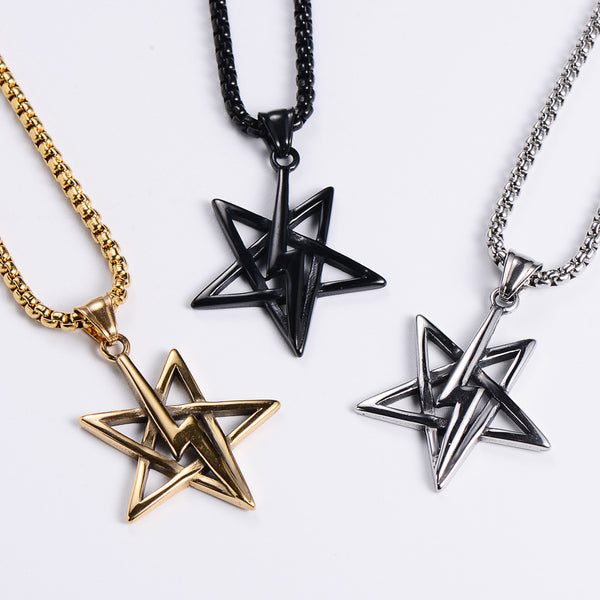 Unisex Metal Retro Vintage Star Stainless Steel Electroplating Pendants