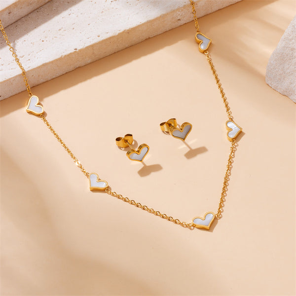 Women Fashion Heart Droplet Bell Stainless Steel Electroplating Jewelry Sets