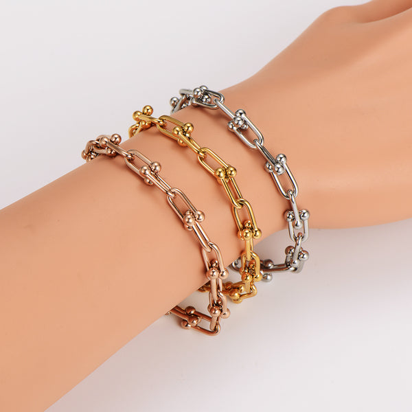 Fashion Women Chain Geometric Stainless Steel Electroplating Bracelets