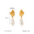 IG Style Pearl Bowknot Heart Geometric Stainless Steel Electroplating Earrings