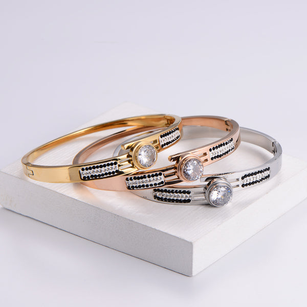 Women Metal Diamond Doll Stainless Steel Bangles