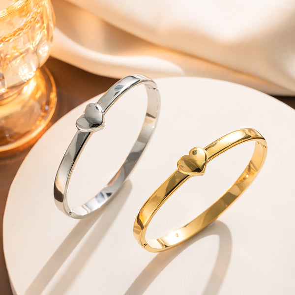 Moderate Luxury Ellipse Stainless Steel 18K Gold Plated Bangles