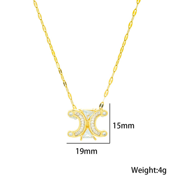 Moderate Luxury Irregular Geometric Titanium Steel 18K Gold Plated Necklaces