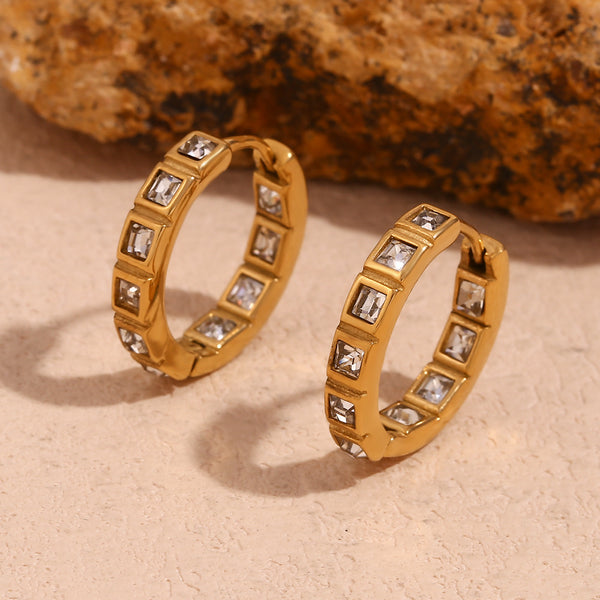 Fashion Circle Geometric Stainless Steel 18K Gold Plated Earrings