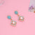 Women IG Style Pearl Metal Rhombus Alloy Oil Dripping Stud Earrings