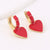 Vintage Retro Women Metal Heart Heart Copper Oil Dripping Earrings