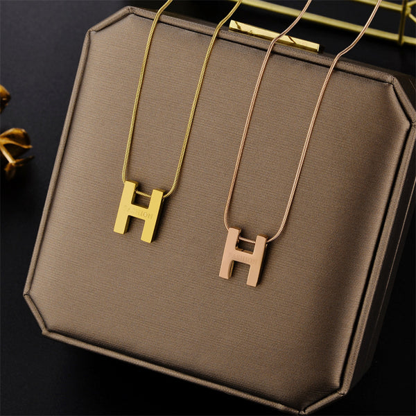 Cartoon Letter Text Number Titanium Steel 18K Gold Plated Necklaces