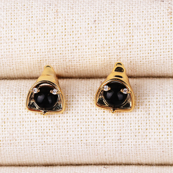 Moderate Luxury Antler Irregular Conical Cartoon Chinese Zodiac Animal Copper Diamond Inlay Stud Earrings