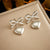 Fashion Heart Bowknot Heart Stainless Steel Electroplating Earrings