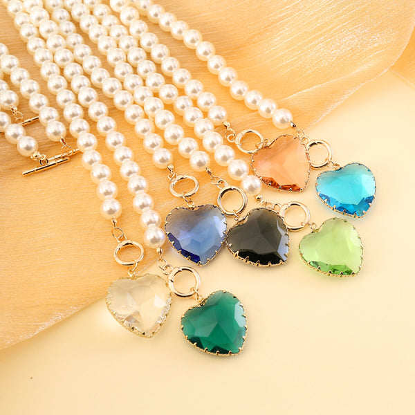 Women Heart Glass Necklaces