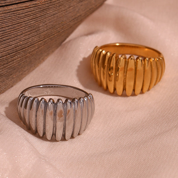 Bold Fashion Circle Geometric Stainless Steel 18K Gold Plated Rings