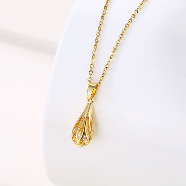 Women Minimalist Geometric Metal Droplet Stainless Steel Electroplating Necklaces