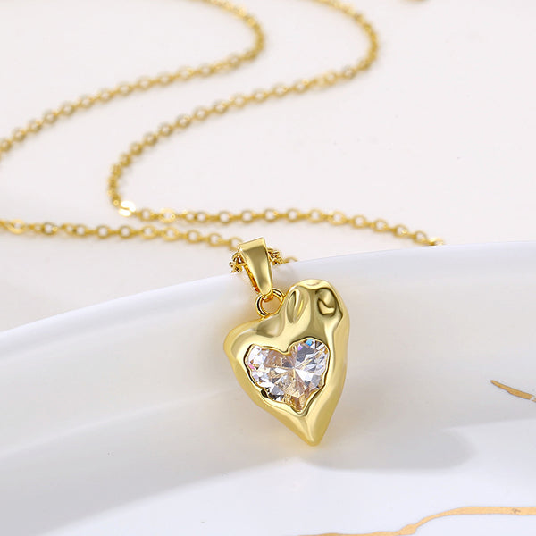 Women Minimalist Geometric Metal Heart Stainless Steel Electroplating Necklaces