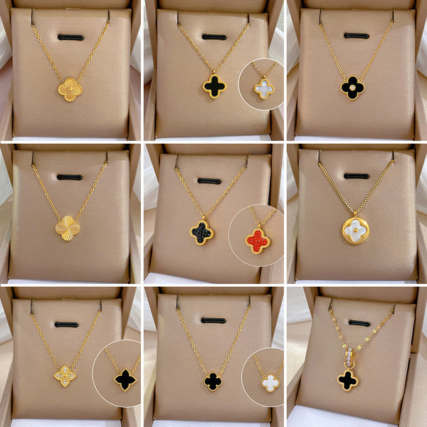 Cartoon Geometric Titanium Steel Electroplating Necklaces