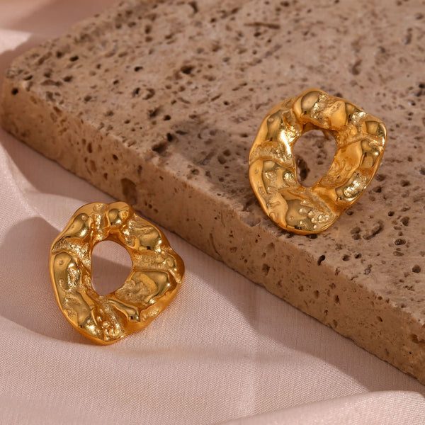 Fashion Irregular Geometric Stainless Steel 18K Gold Plated Stud Earrings