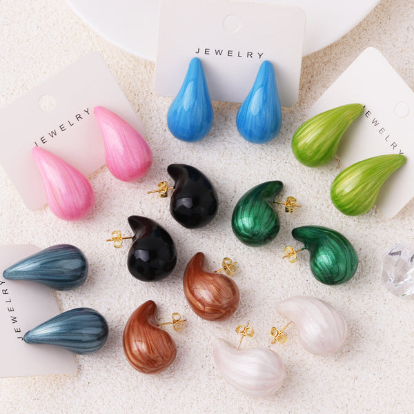 Fashion Droplet Droplet CCB Electroplating Stud Earrings