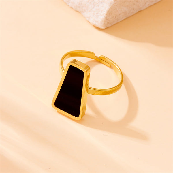 Fashion Women Quadrilateral Geometric Stainless Steel Electroplating Rings