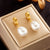 Pearl Droplet Titanium Steel Electroplating Stud Earrings