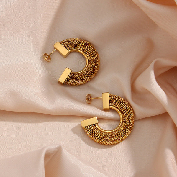 Fashion Geometric Stainless Steel 18K Gold Plated Earrings