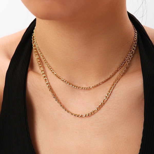 IG Style Stripe Stainless Steel 18K Gold Plated Necklaces