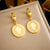 Fashion Coin Geometric Stainless Steel Electroplating Earrings