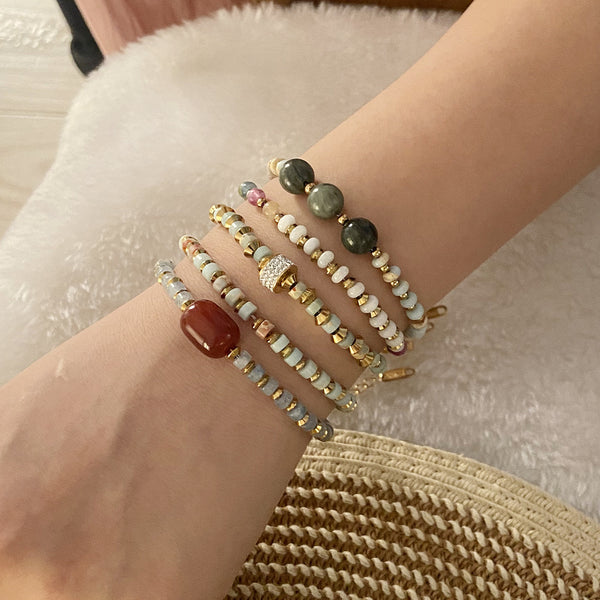 Vintage Retro Women Heart Heart Stone Handmade Bracelets