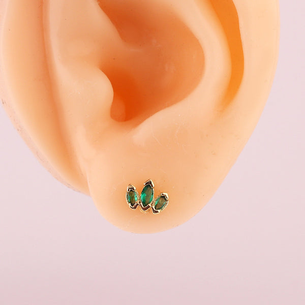 IG Style Women Irregular Flower Copper Diamond Inlay Earrings