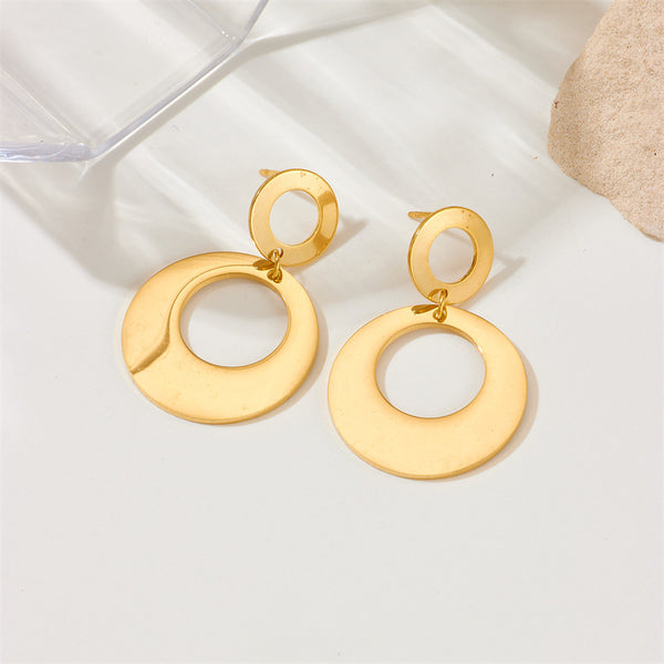 Fashion Round Geometric Titanium Steel Electroplating Earrings