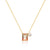 Minimalist Quadrilateral Round Geometric 18K Gold Plating Diamond Inlay Necklaces