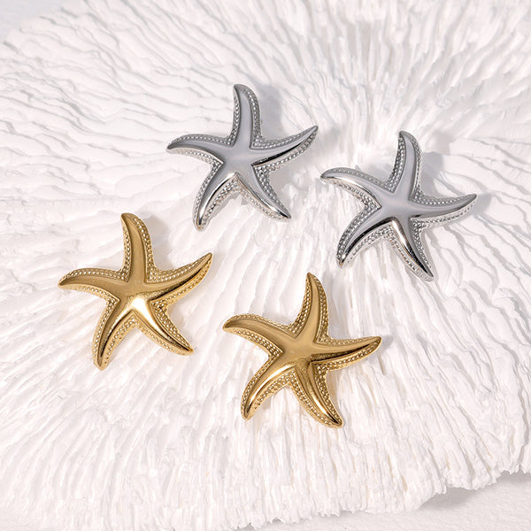 Starfish Animal Chinese Zodiac Stainless Steel Electroplating Stud Earrings