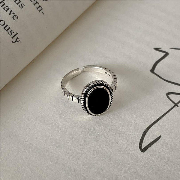 925 Sterling Silver Women French Vintage Ellipse Flower Silver Silver Plating Rings