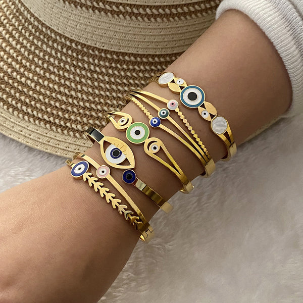 Expressive Eye Stainless Steel Oil Dripping Bangles