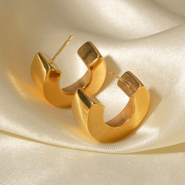 IG Style Circle Text Letter Number Stainless Steel 18K Gold Plated Earrings