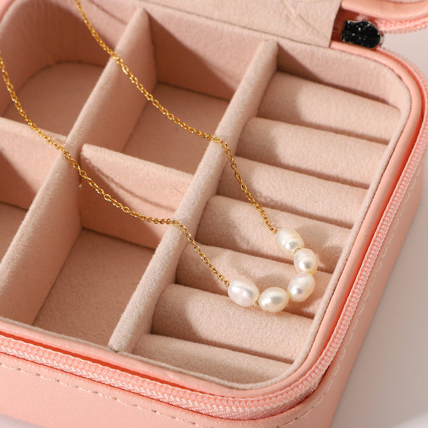 IG Style Pearl Geometric Stainless Steel 18K Gold Plated Necklaces