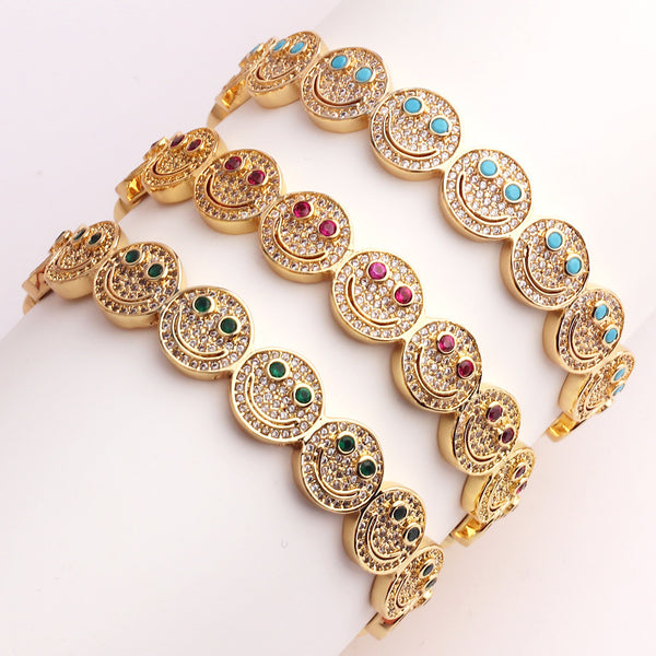 Expressive Smile Zircon Electroplating Bangles