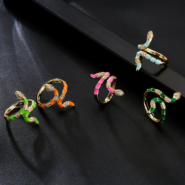 IG Style Women Geometric Copper Inlay Rings