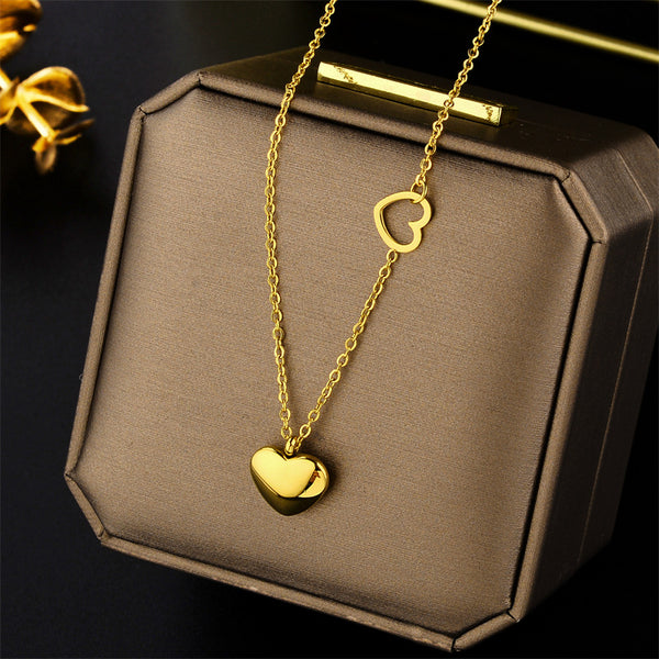 Heart Titanium Steel 18K Gold Plated Necklaces