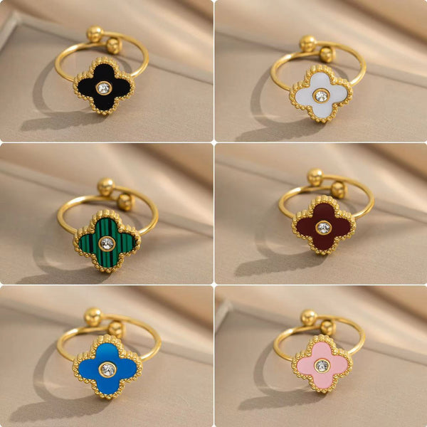 Four-leaf Clover Fashion Titanium Steel Electroplating Rings