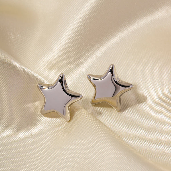 IG Style Moon Star Geometric Stainless Steel 18K Gold Plated Earrings