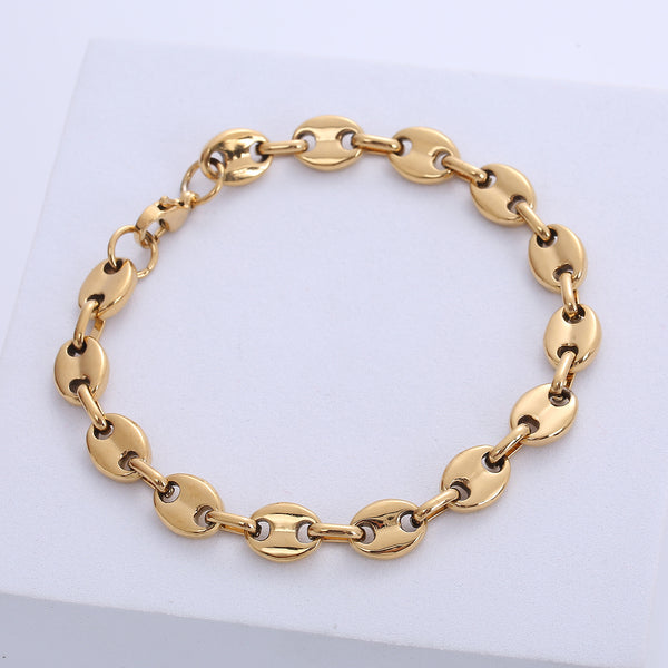 Hip Hop Men Metal Titanium Steel Gold Plating Bracelets