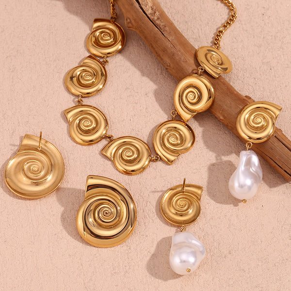 Fashion Circle Geometric Stainless Steel 18K Gold Plated Necklaces