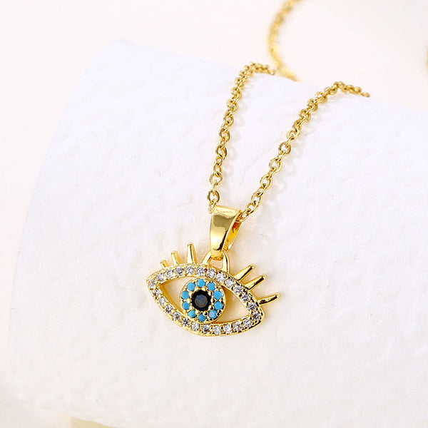 Women Minimalist Geometric Metal Eye Stainless Steel Electroplating Necklaces