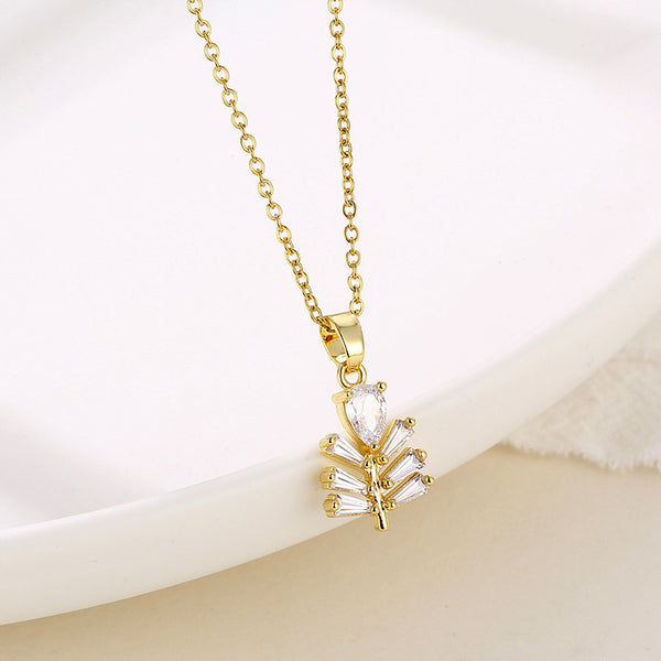 Women Minimalist Geometric Metal Flower Stainless Steel Electroplating Necklaces