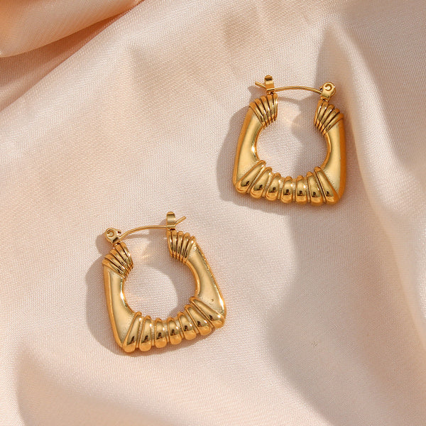 Geometric Stainless Steel 18K Gold Plated Earrings