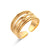 Women Fashion Stripe Geometric Stainless Steel 18K Gold Plated Rings