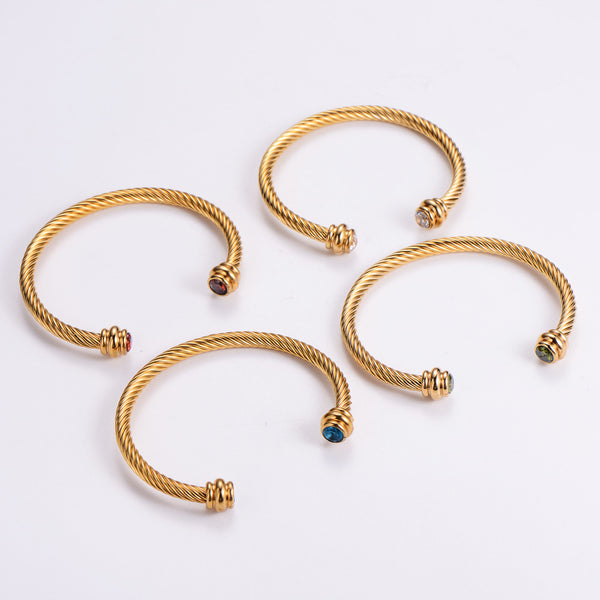 IG Style Twisted Titanium Steel Electroplating Bangles