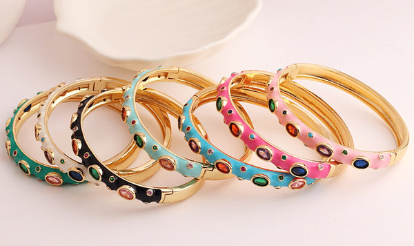 Fashion Round Circle Copper Electroplating Bangles